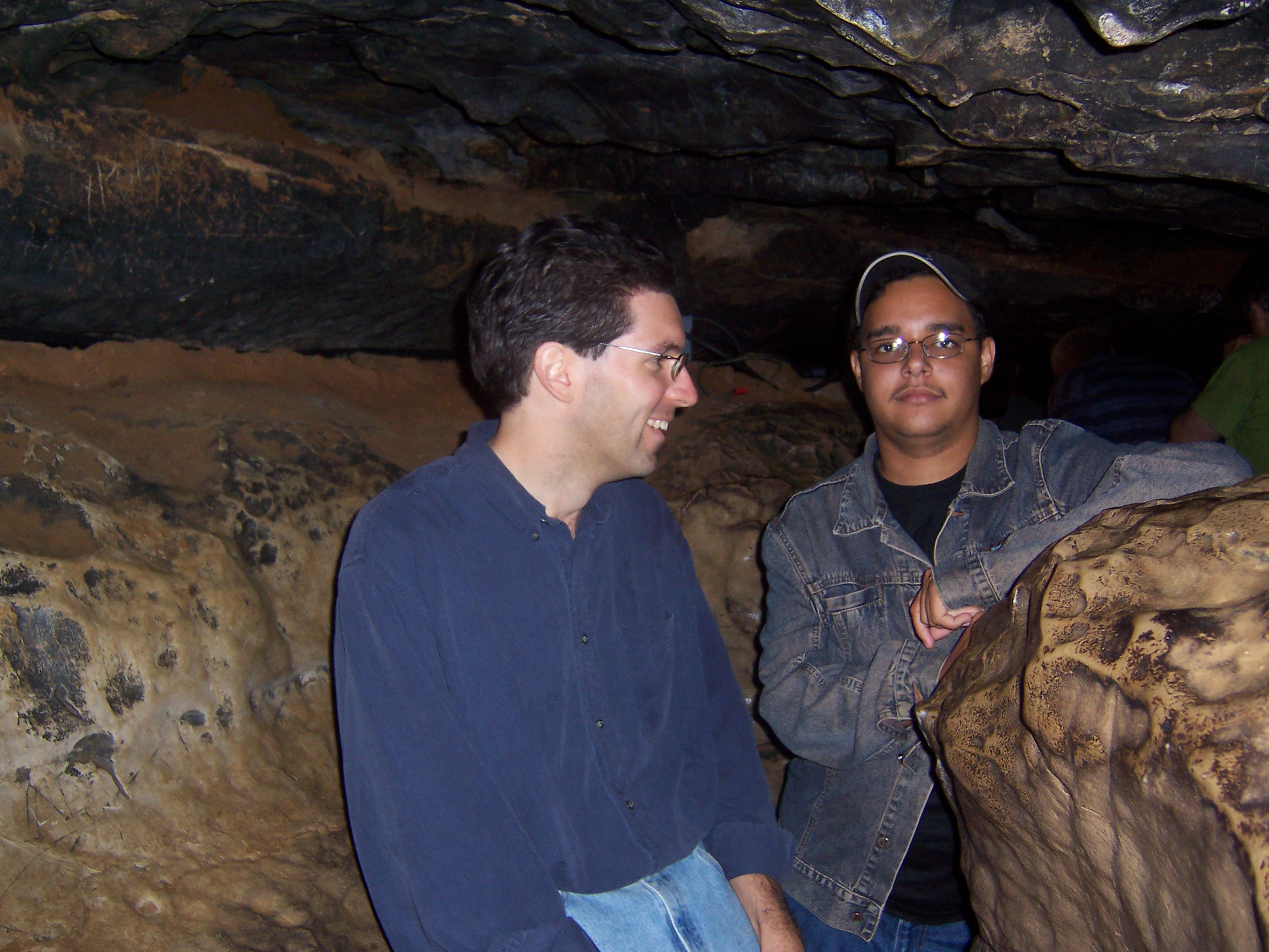 Dr. Lau standing with an REU student inside Mammoth Caves