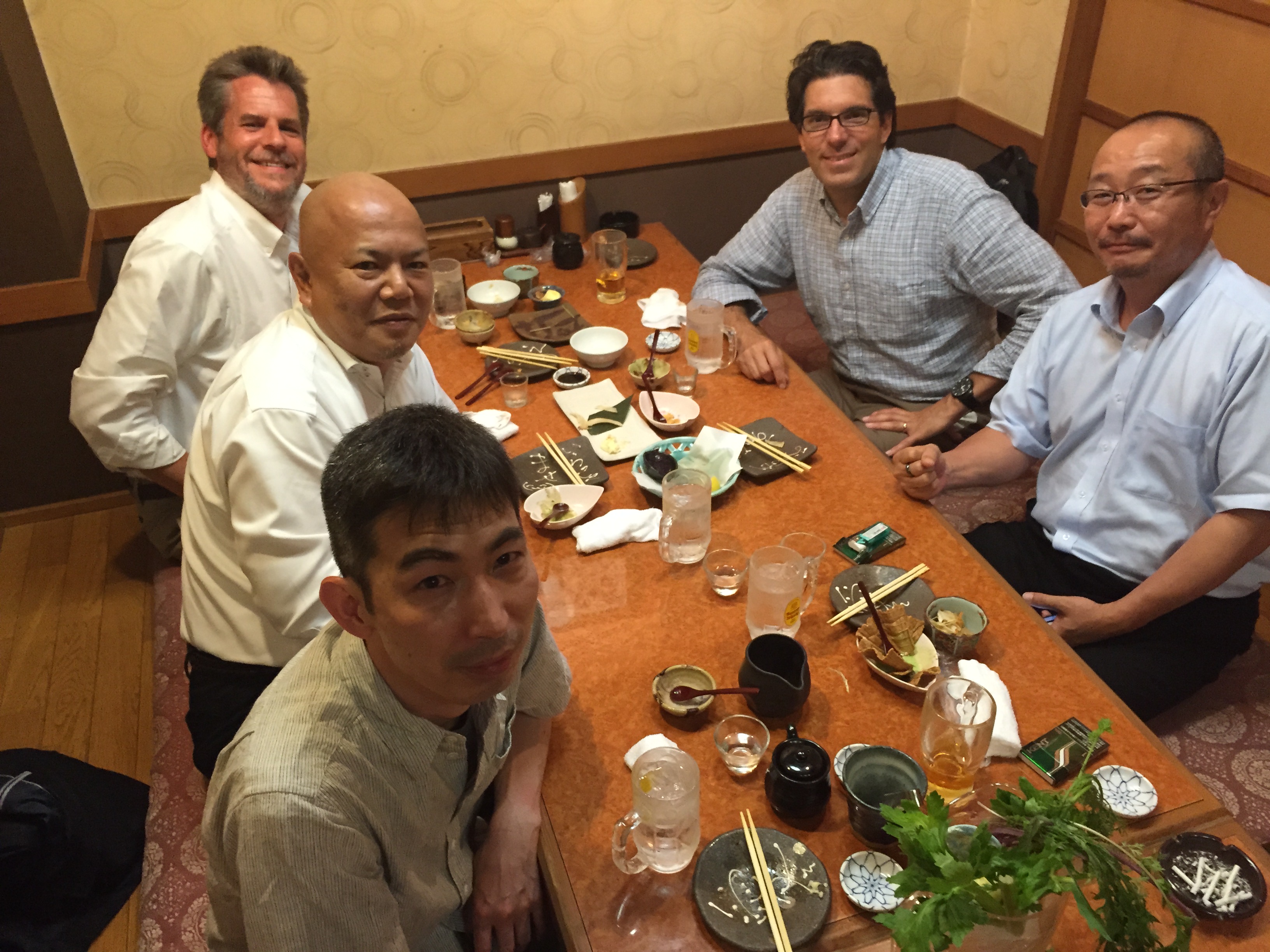 Chris Brown and Dr. Lau at a Japanese restaurant in Suwa, Japan where Mutoh printers are assembled
