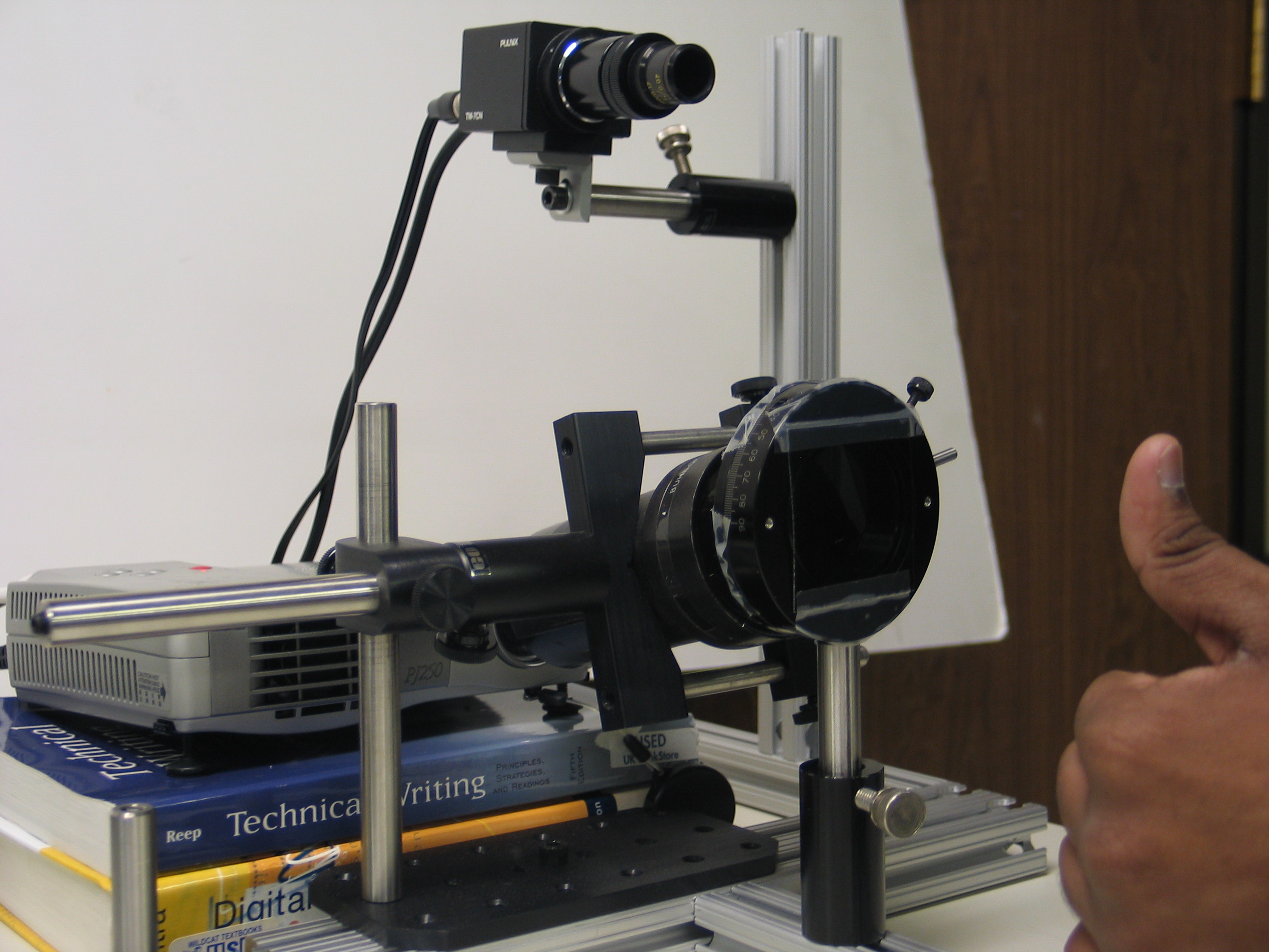 The very first prototype of the 3D non-contact fingerprint scanner assembled to collect data for the proposal